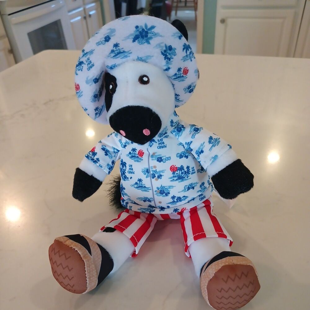 Chick-fil-A Summer 2025 Plush Cow Doll Toy Blue Tropical Island Shirt Cabana 10"